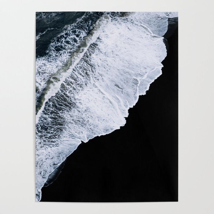 Waves crashing on a black sand beach - Minimal Landscape Photography Poster Gallery Image 4