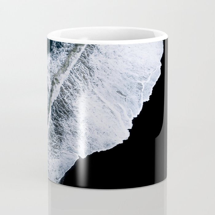 Waves crashing on a black sand beach - Minimal Landscape Photography Coffee Mug Gallery Image 4
