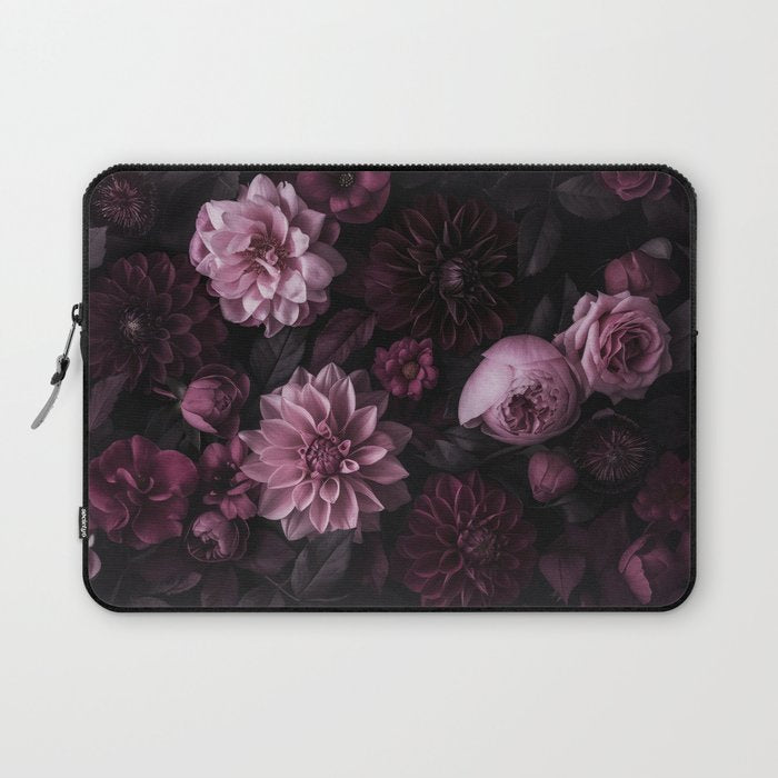 Dark Pink Moody Dahlias And Peonies Laptop Sleeve Gallery Image 1