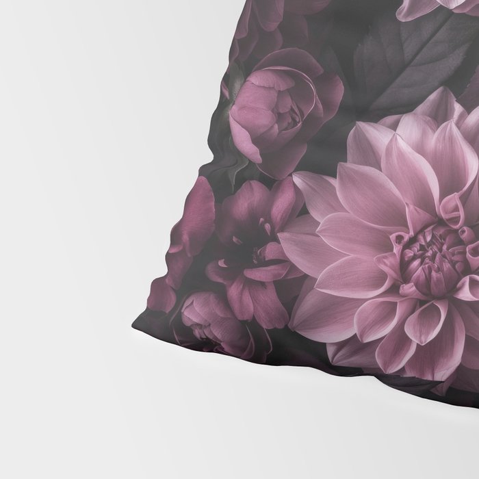 Dark Pink Moody Dahlias And Peonies Pillow Sham Gallery Image 4