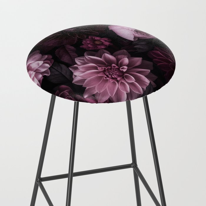 Dark Pink Moody Dahlias And Peonies Stool Gallery Image 2