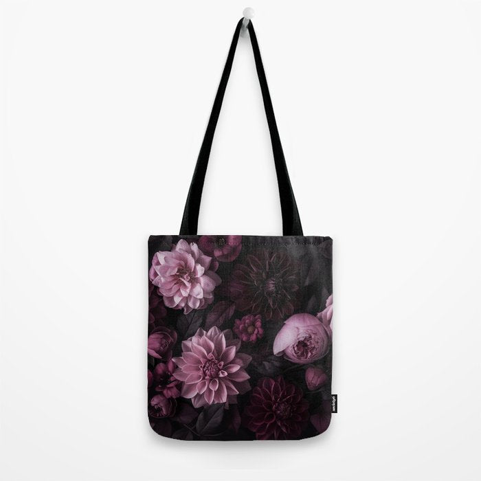 Dark Pink Moody Dahlias And Peonies Tote Bag Gallery Image 2