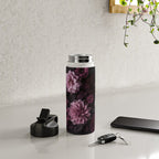 Dark Pink Moody Dahlias And Peonies Water Bottle Gallery Image 4