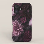 Dark Pink Moody Dahlias And Peonies iPhone Case Gallery Image 1