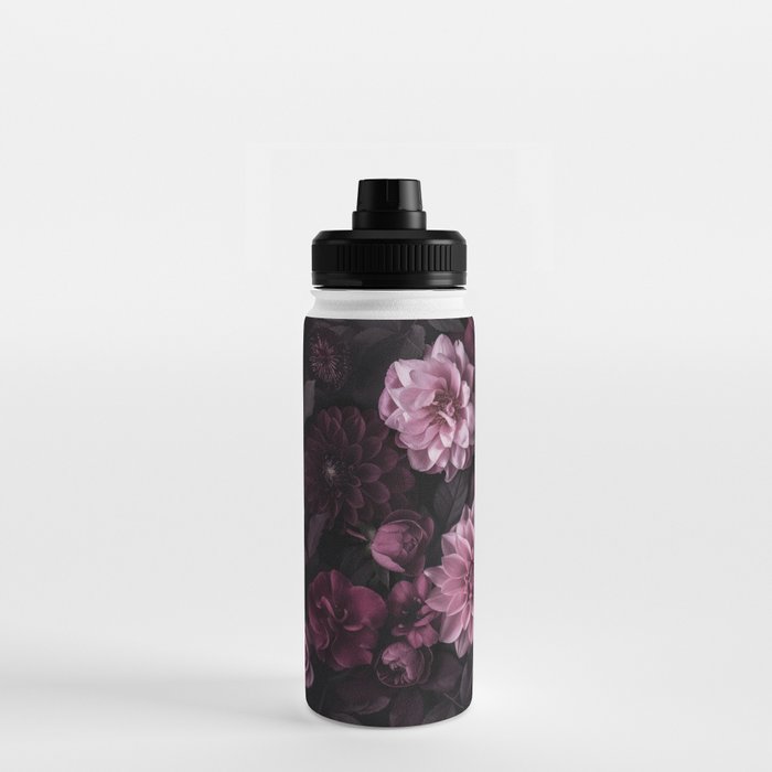 Dark Pink Moody Dahlias And Peonies Water Bottle Gallery Image 3
