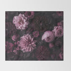 Dark Pink Moody Dahlias And Peonies Throw Blanket Gallery Image 2