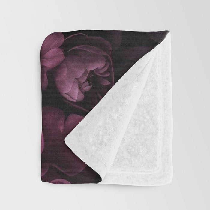 Dark Pink Moody Dahlias And Peonies Throw Blanket Gallery Image 3