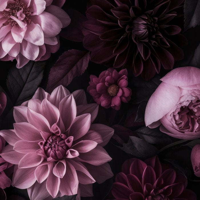 Dark Pink Moody Dahlias And Peonies Coffee Mug Gallery Image 2