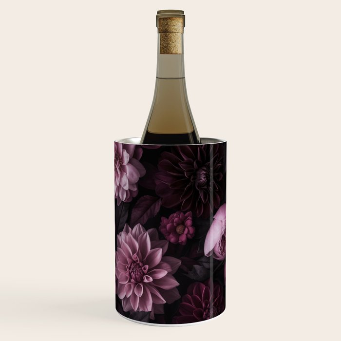 Dark Pink Moody Dahlias And Peonies Wine Chiller Gallery Image 1