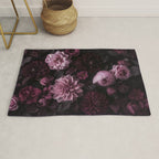 Dark Pink Moody Dahlias And Peonies Rug Gallery Image 1