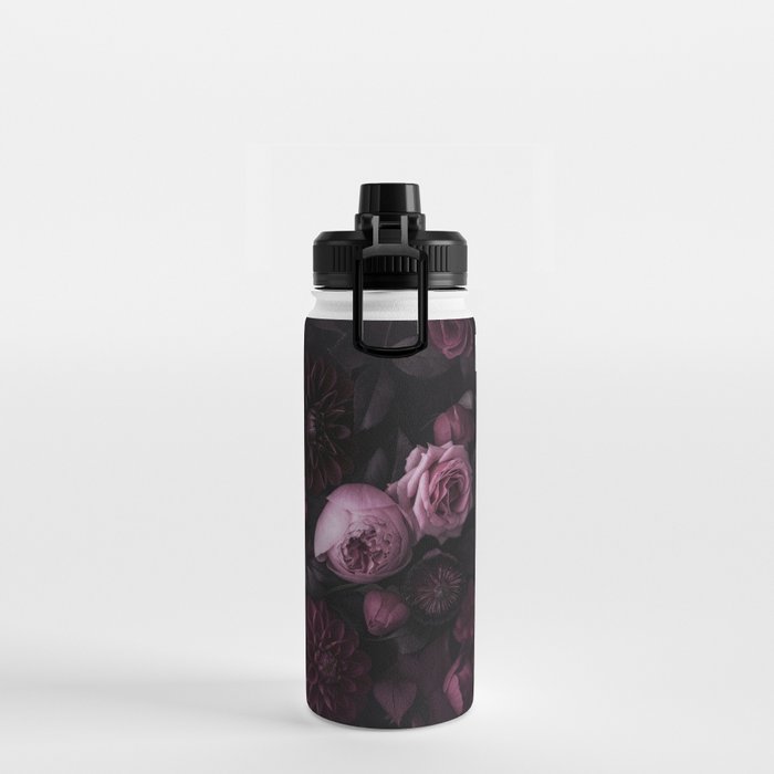 Dark Pink Moody Dahlias And Peonies Water Bottle Gallery Image 2