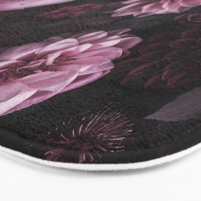 Dark Pink Moody Dahlias And Peonies Bath Mat Gallery Image 3
