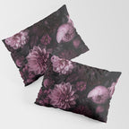 Dark Pink Moody Dahlias And Peonies Pillow Sham Gallery Image 3