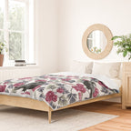 Crows, Bleeding Hearts & Roses Floral/Botanical Pattern Duvet Cover Gallery Image 2