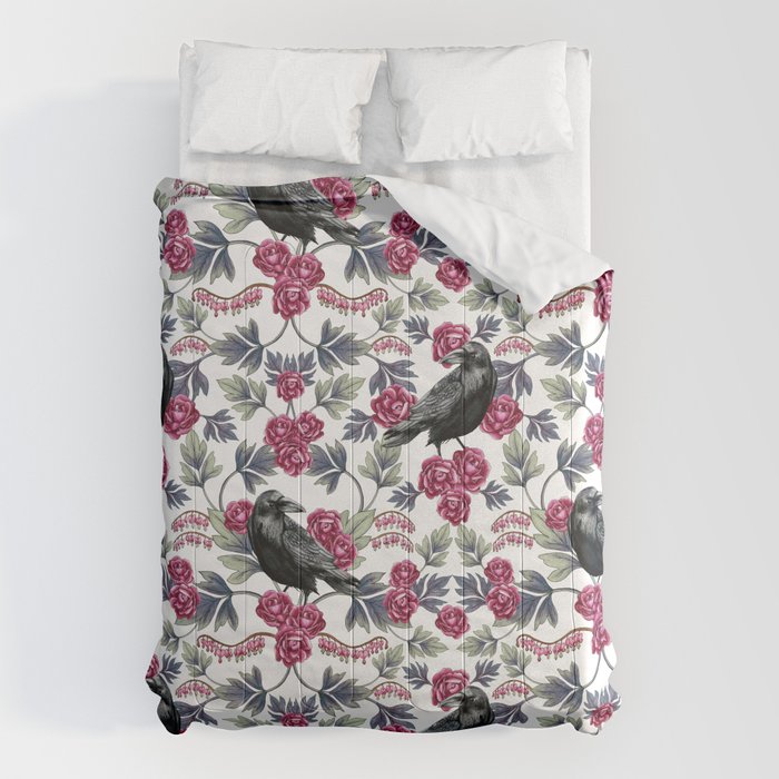 Crows, Bleeding Hearts & Roses Floral/Botanical Pattern Comforter Gallery Image 6