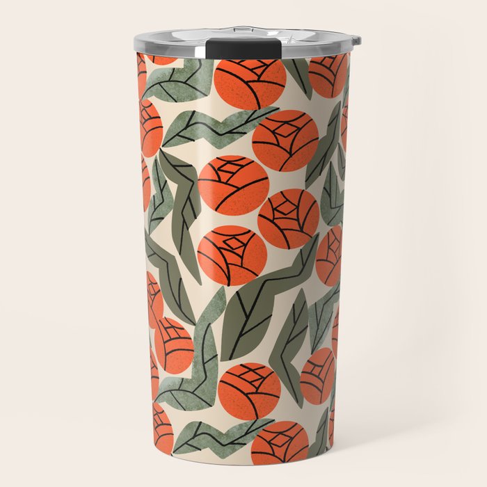 Hot Orange Blooms Travel Mug Gallery Image 1
