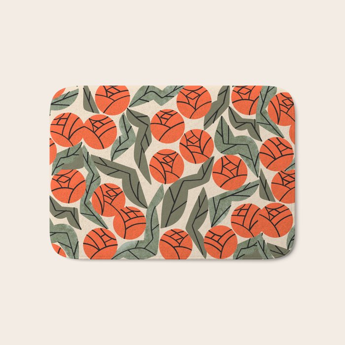 Hot Orange Blooms Bath Mat Gallery Image 1