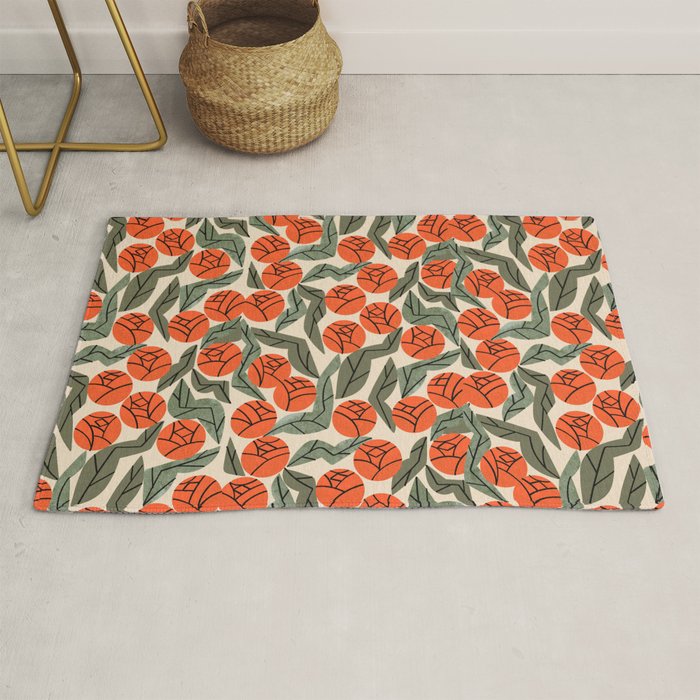 Hot Orange Blooms Rug Gallery Image 1