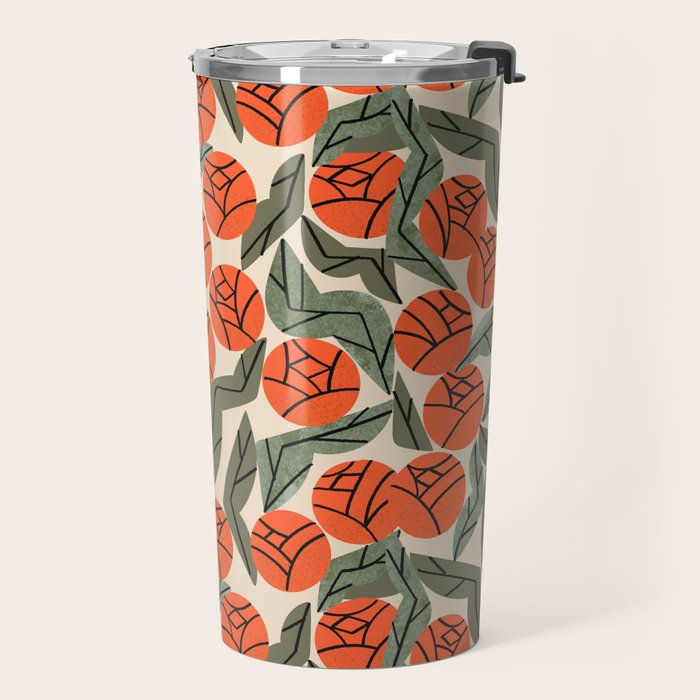 Hot Orange Blooms Travel Mug Gallery Image 2