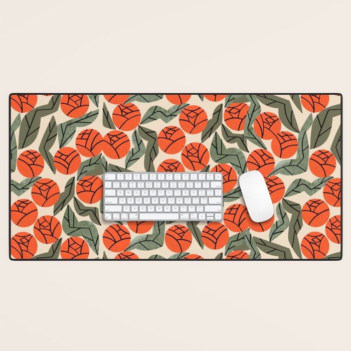Hot Orange Blooms Desk Mat Gallery Image 1