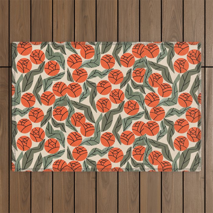 Hot Orange Blooms Outdoor Rug Gallery Image 1