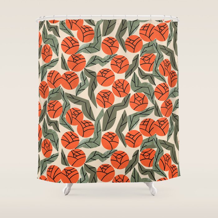Hot Orange Blooms Shower Curtain Gallery Image 1