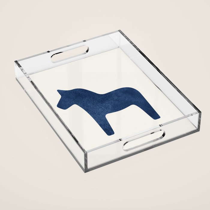 Dala Horse - Navy Blue Acrylic Tray Gallery Image 1