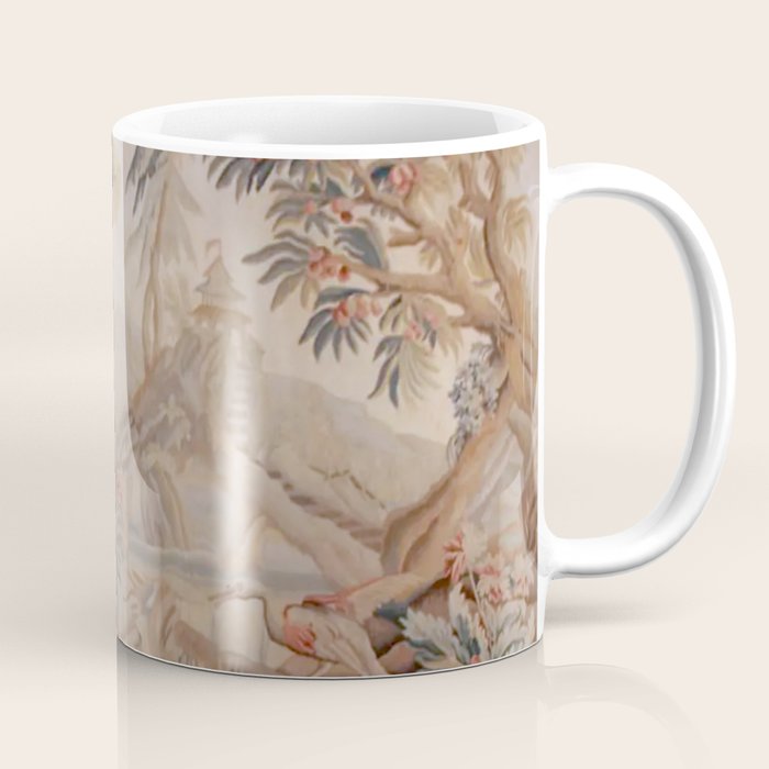 Antique 19th Century French Chinoiserie Verdure Pagoda Tapestry Coffee Mug Gallery Image 1