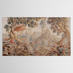 Antique 19th Century French Chinoiserie Verdure Pagoda Tapestry Tablecloth Gallery Image 2