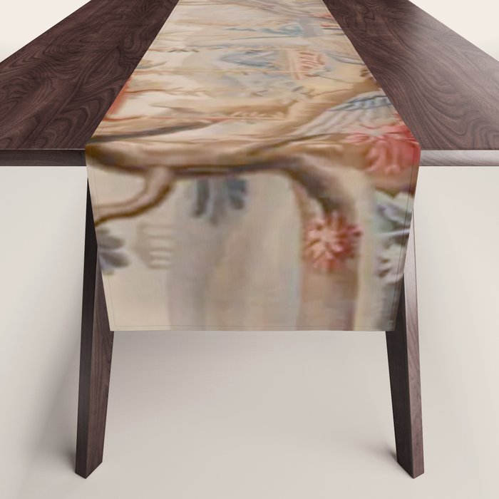 Antique 19th Century French Chinoiserie Verdure Pagoda Tapestry Table Runner Gallery Image 1