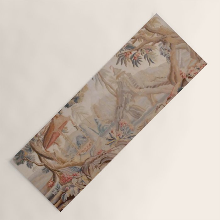 Antique 19th Century French Chinoiserie Verdure Pagoda Tapestry Yoga Mat Gallery Image 1