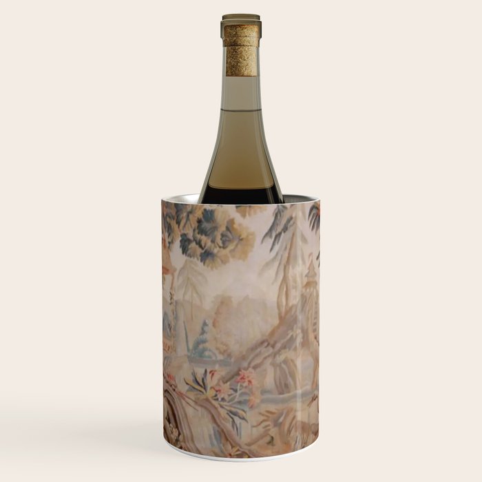 Antique 19th Century French Chinoiserie Verdure Pagoda Tapestry Wine Chiller Gallery Image 1