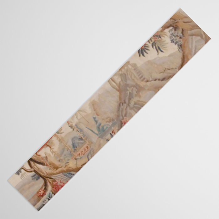 Antique 19th Century French Chinoiserie Verdure Pagoda Tapestry Table Runner Gallery Image 3