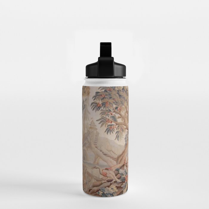 Antique 19th Century French Chinoiserie Verdure Pagoda Tapestry Water Bottle Gallery Image 2