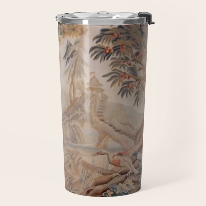Antique 19th Century French Chinoiserie Verdure Pagoda Tapestry Travel Mug Gallery Image 2