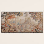 Antique 19th Century French Chinoiserie Verdure Pagoda Tapestry Desk Mat Gallery Image 3