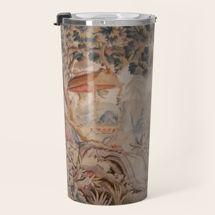 Antique 19th Century French Chinoiserie Verdure Pagoda Tapestry Travel Mug Gallery Image 3