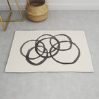 Bubble Rings Minimalist Modern Mid Century Black Ink Spirals Funky Nesting Rings Rug Gallery Image 1