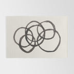 Bubble Rings Minimalist Modern Mid Century Black Ink Spirals Funky Nesting Rings Rug Gallery Image 2