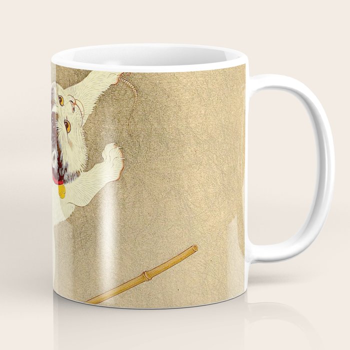 Japanese Woodblock Print Cat Lantern Playful Vintage Art Coffee Mug Gallery Image 1