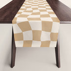 Warped Checkerboard - Tan Brown Table Runner Gallery Image 1