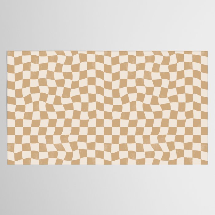 Warped Checkerboard - Tan Brown Tablecloth Gallery Image 2