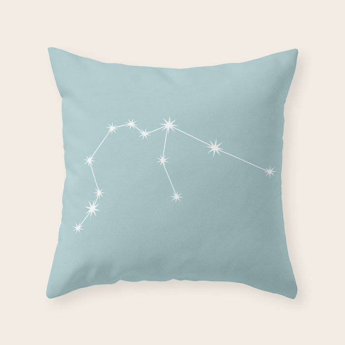 Aquarius Zodiac Star Constellation Line Art Pastel Teal Throw Pillow Gallery Image 6