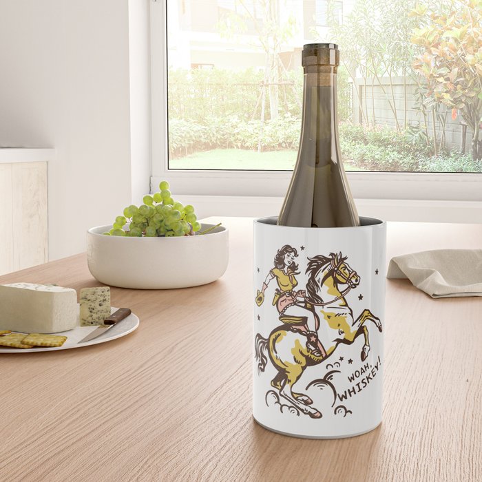 "Woah Whiskey" Western Pin Up Cowgirl & Her Horse Wine Chiller Gallery Image 4