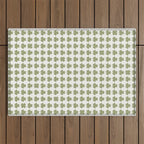 Clovers XXVII Natural Green Botanical Pattern Outdoor Rug Gallery Image 1