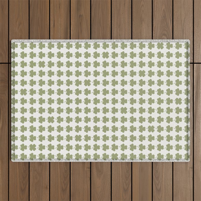 Clovers XXVII Natural Green Botanical Pattern Outdoor Rug Gallery Image 1