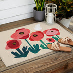 Poppy flowers and bird Outdoor Rug Gallery Image 2