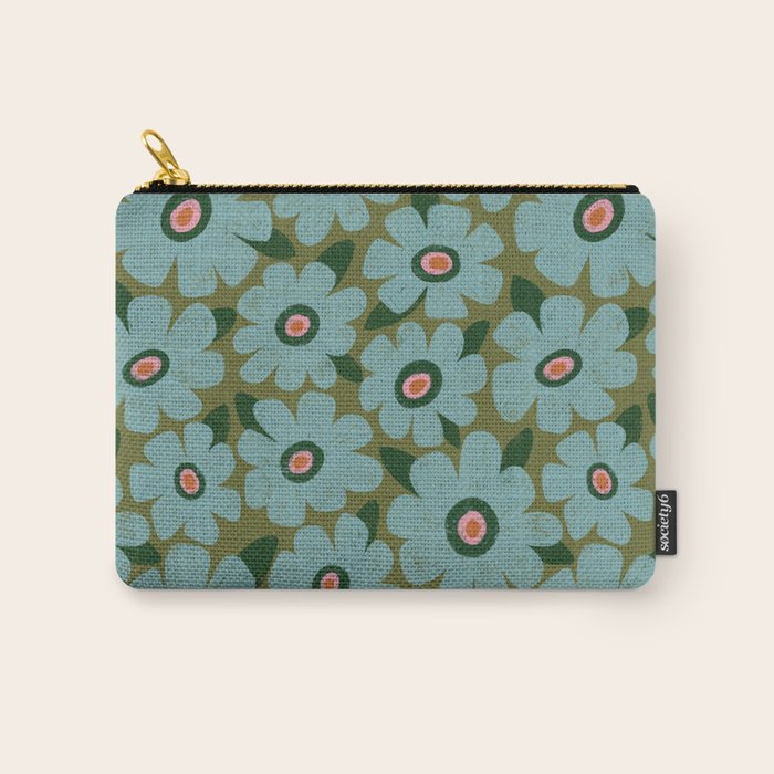 Modern Floral - Turquoise, Green and Pink Carry All Pouch Gallery Image 1