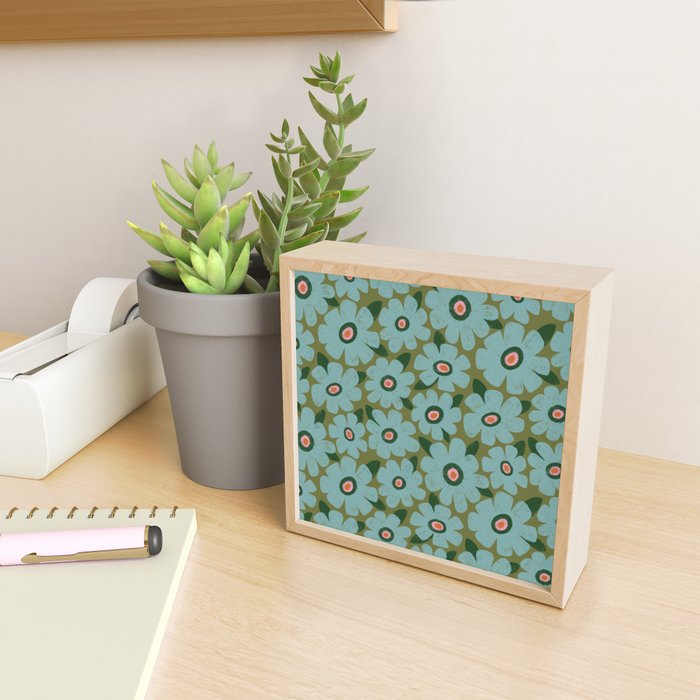 Modern Floral - Turquoise, Green and Pink Mini Art Print Gallery Image 2