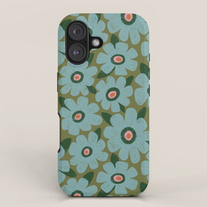 Modern Floral - Turquoise, Green and Pink iPhone Case Gallery Image 1